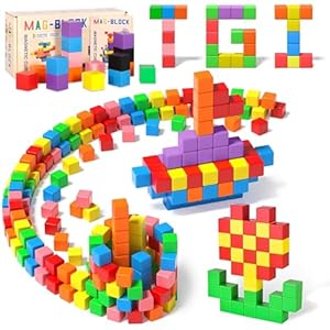 AQXONG 64Pcs Bloques de Construcción Magnéticos, 3D Juguetes de Construcción Magnéticos, Juguetes Educativos de Bloques de Construcción, Regalo de Juguete Magnético para Más de 3 Niños y Niñas