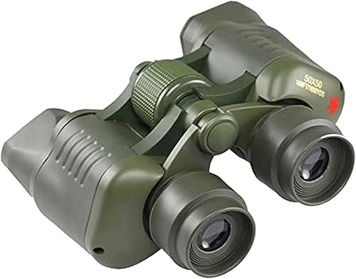 CHUPOP Prismáticos de 50 x 50 con poca luz de visión nocturna HD de alta potencia para adultos, prismáticos verdes del ejército, prisma BAK-4, lente