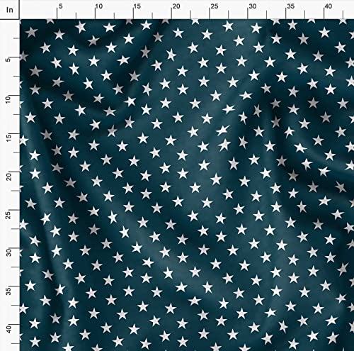 Image of Soimoi Blue Silk Fabric Stars Star Printed Craft Fabric by The Meter 44 Inch Wide