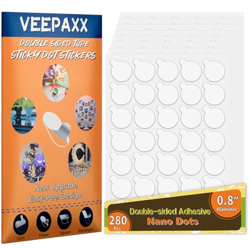 280Pcs Double Sided Adhesive Dots, Removable Clear Dots Sticky Tack, Waterproof No Trace Dots...