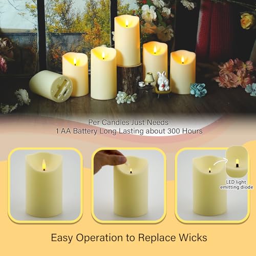 Image of Nimiko Flameless Candles with Remote, Battery Operated Flickering Flameless Candles, LED Candles with Timer 2 /4 /6 /8H, with Realistic LED Candles Set of 24 (D3 x H 3 inch 4 inch 5 inch) (Ivory)