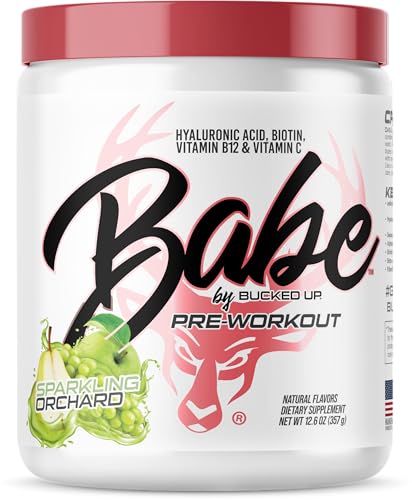 Babe Pre Workout powder for Women | Sparkling Orchard | 6g Citrulline 2g Beta-Alanine 100mg Hyaluronic Acid 5mg Biotin and 5 other registered trademarked ingredients | 30 servings | 12.6 OZ