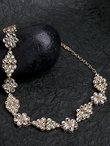 Karatcart Gold Plated Metal Kundan Hairband for Women - Gold - Image 2