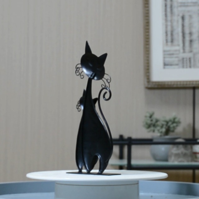 Figura Decorativa de Gato de Metal para Hogar miniatura 7