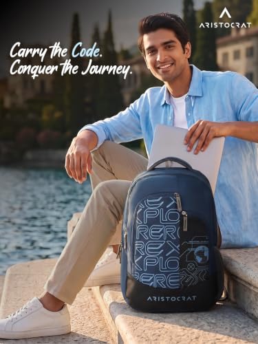 Image of Aristocrat Code 17 Inch Compatible Laptop Backpack 32 L | Premium Durable Fabric | 3 Spacious Compartments | Padded Shoulder Straps | 2 Quick Access Pocket | Ergonamic Back