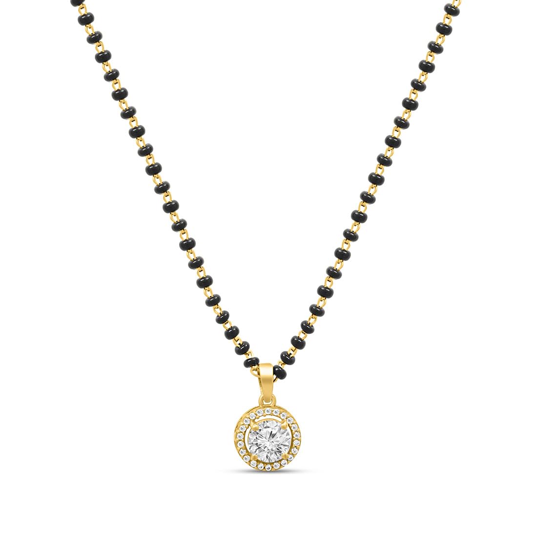 zavya 925 Sterling Silver Solitaire Halo Gold Plated Mangalsutra| Gift for Women| With Certificate of Authenticity and 925 Hallmark-picture-2