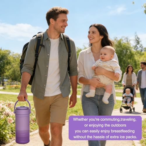 22oz Portable Breast Milk Cooler for Outdoor, withTemp Display, Life Saver with 360° Total Cooling for 24 Hours, Larger Capacity Travel Breastmilk Chiller with 2pcs Baby Bottles for Breastmilk Storage — view 6