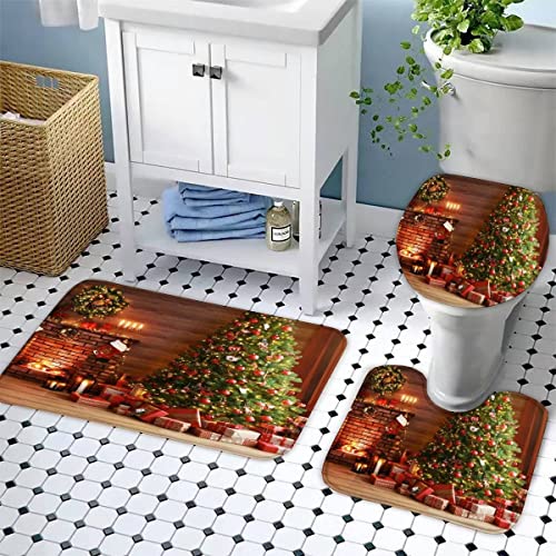 Badematten Set 3D 40x60 Weihnachten Badezimmerteppich-Set absorbierend 3-teiliges maschinenwaschbare weich badteppich… – Bild 4