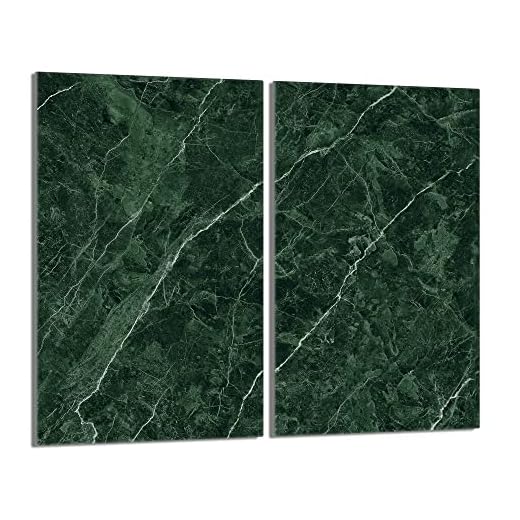 DarHaus Tabla de cortar decorativa de cristal templado y cubre vitro, Placa protectora de vitrocerámica 30 x 52 cm 2 piezas, para inducción, protección contra salpicaduras, decoración, MÁRMOL