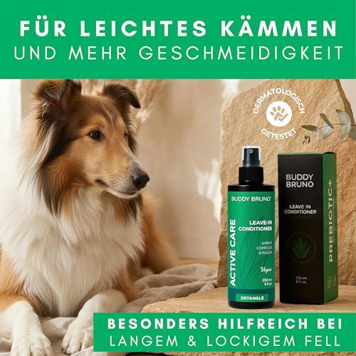 Testnote: Sehr gut - Leave-In Conditioner für Hunde - Active Care - Präbiotisches Fellpflege- & Entfilzungsspray ohne Ausspülen - 100% vegan - für geschmeidiges, leicht kämmbares Fell - 250ml