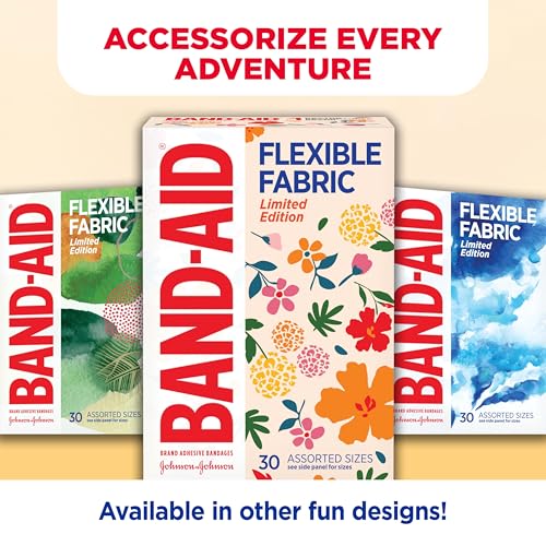 Image of BAND-AID Brand Flexible Fabric Adhesive Bandages, Wildflower Designs, 30 Ct | Comfortable Protection, Sterile Wound Care for Minor Cuts, Scrapes & Burns, For First Aid Kits, Assorted Fun Pretty Designs