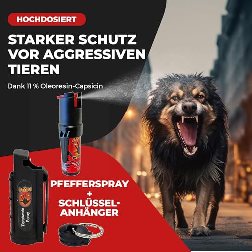 3 x Wilhelm Pfefferspray 16 ml Schlüsselanhänger schwarz Tierabwehr Selbstverteidigung CS Gas KO Spray hochdosiert (ca. 2 Mio. Scoville) effektives Verteidigungsspray