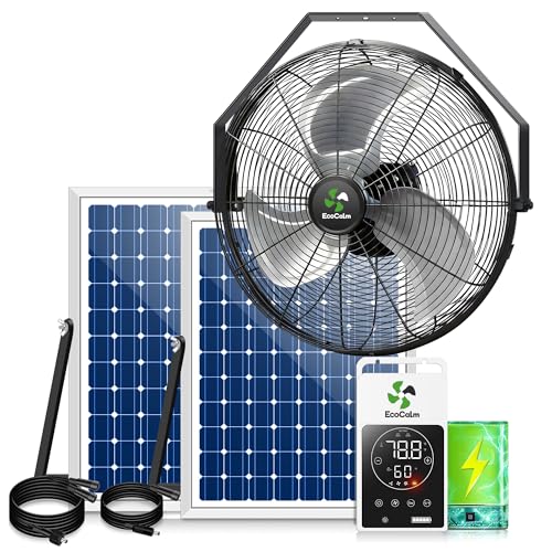 ecoCalm Solar Powered Fan for Outside Wall Mount with Smart Thermostat