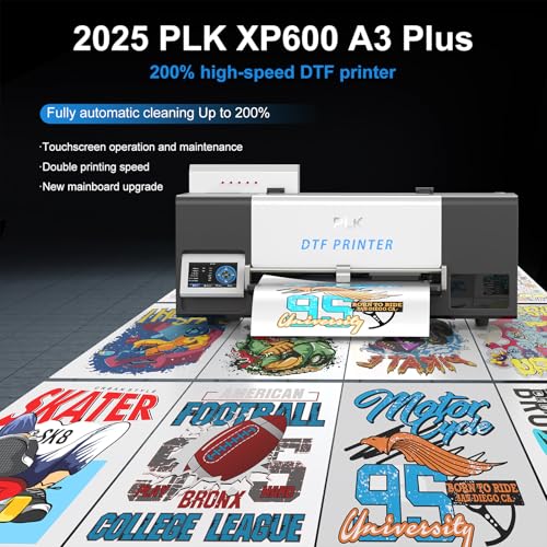 Image of PLK A3 DTF Printer with XP600 Printhead, Automatic Cleaning System & Holiday Mode, Roll Feeder, Built-in Film Cutter, Dual White Ink System for T-Shirt & Apparel Printing(S13 Printer+Laptop+Oven)