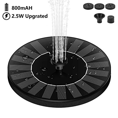 Gocheer Solar Fountain, Bird Bath Water Pump 2.5W Solar Powered Fountain Pump with 800 mAh Battery Backup 5 Nozzles for Outdoor Garden Pond Pool Aquarium