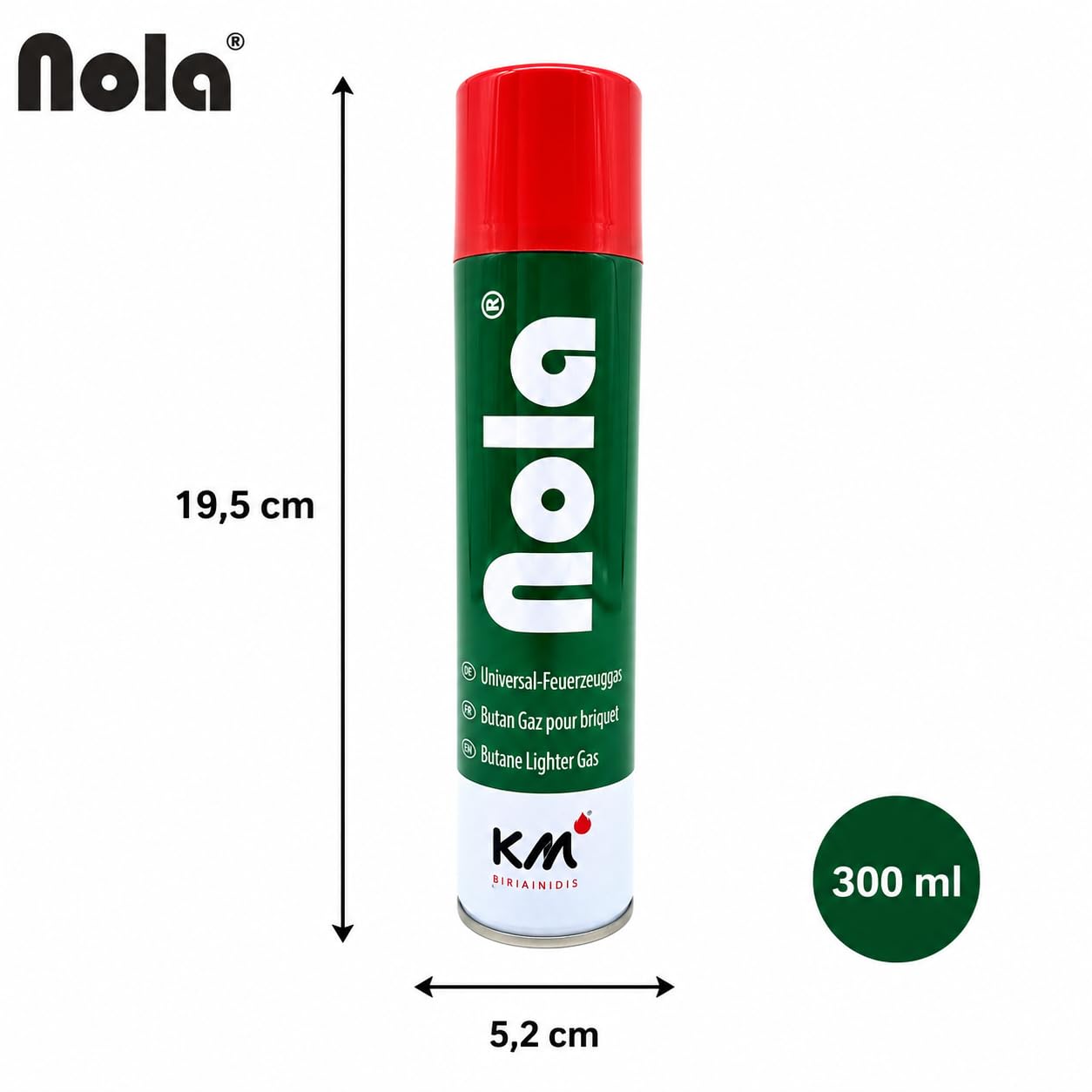 NOLAGas universale per accendini e bruciatori a flambeer, butano da ricaricare, alta qualità, ideale per tutti i modelli di accendini 703, 12 x 300 ml (12)
