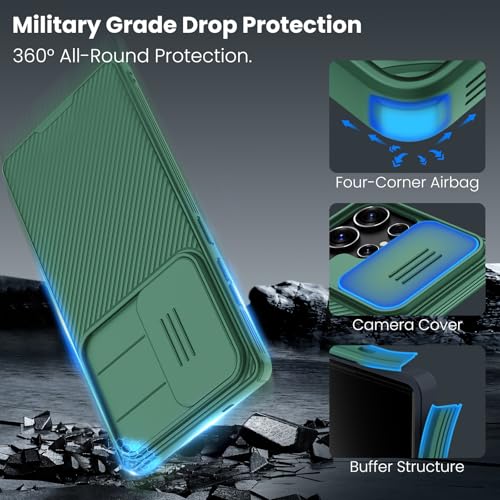 Image of Nillkin for Galaxy S25 Ultra Case,Slide Camera Cover,Slim,Stylish, Camera Protection,for Samsung Galaxy S25 Ultra 6.9 inch (Green)