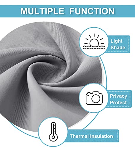 RYB HOME Blackout Door Curtain - Privacy Thermal Insulated Patio/Front/Tricia/French Door Window Curtains Sidelight Curtain Tie up Shade, W30 x L69 inch, 1 Panel, Sliver Grey