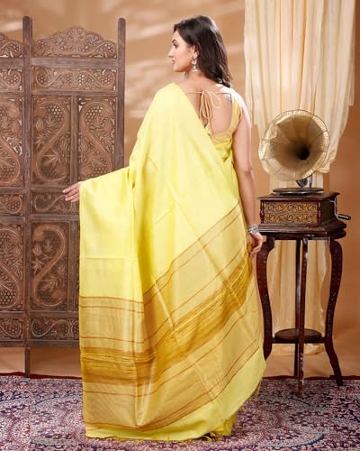 Indiehaat yellow eri silk saree – image 4