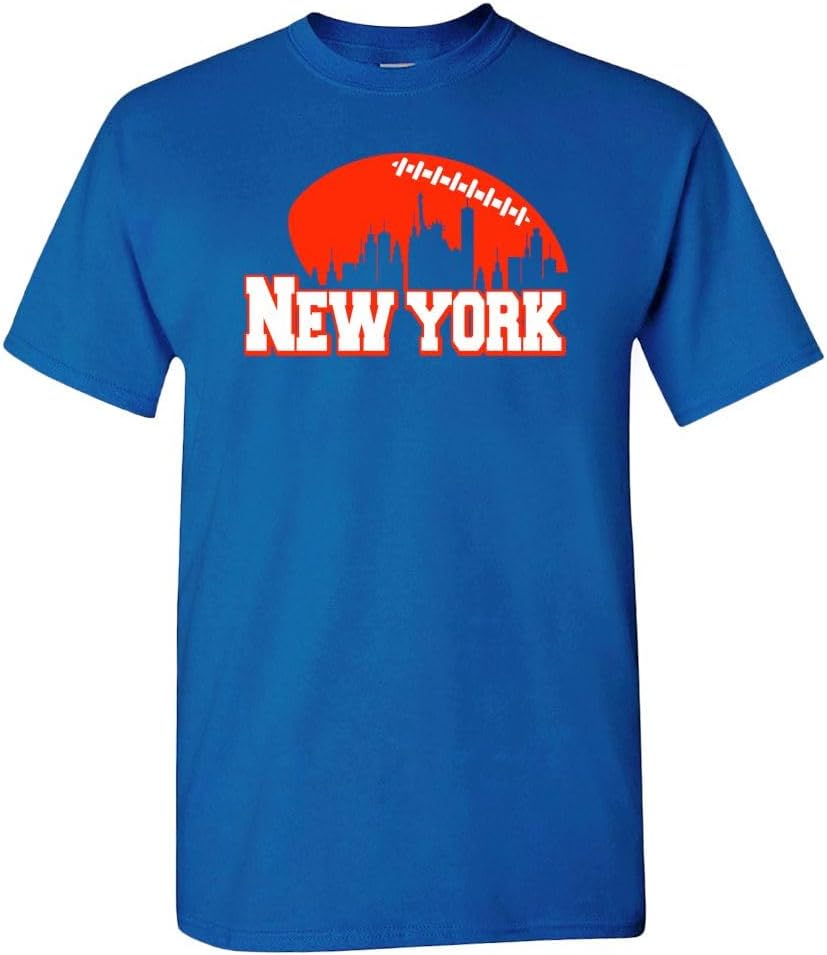 New York Football Skyline Men's Fan T-Shirt (Royal Shirt, 3XL)