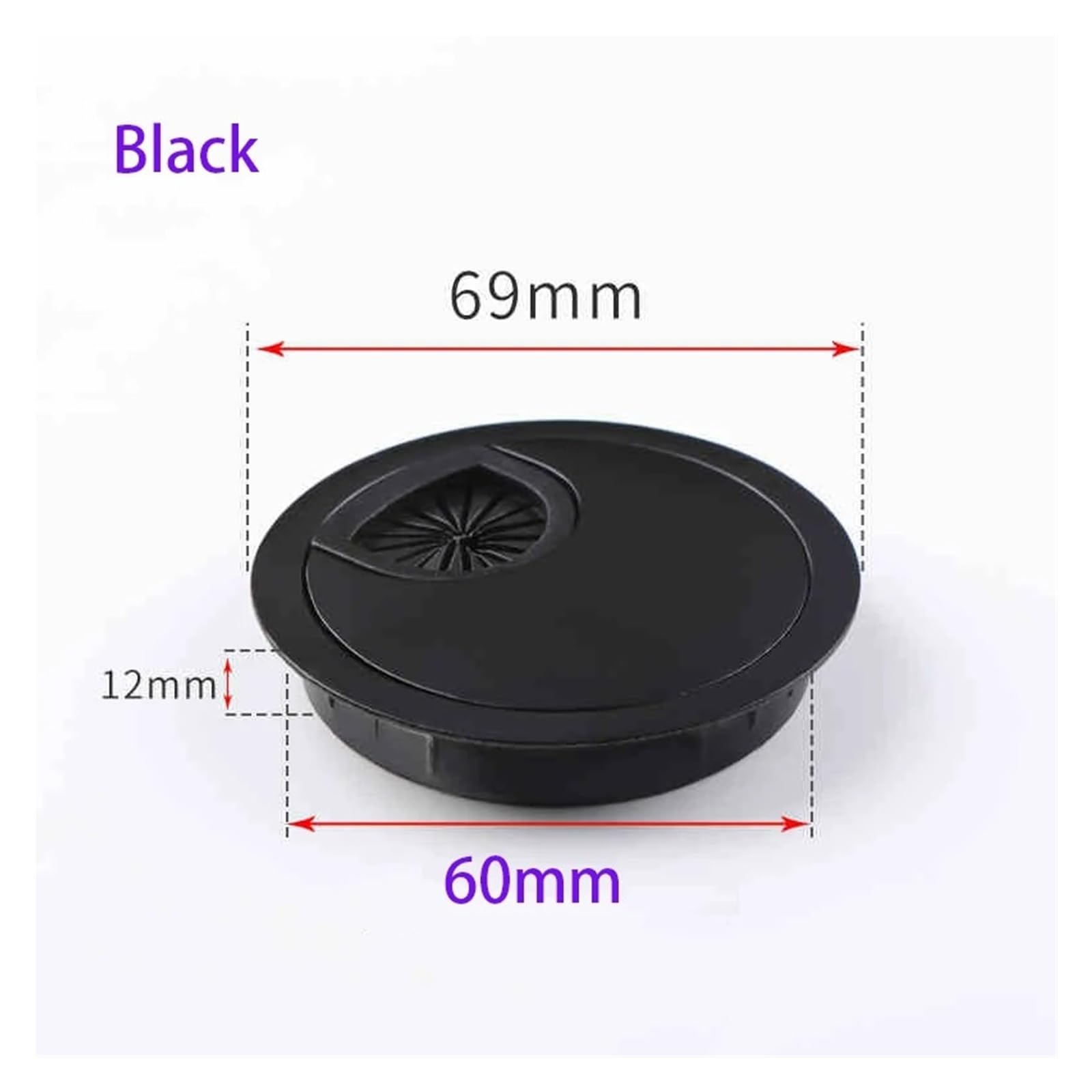 1/2/4/8 szt. blacha na biurko ze stopu cynku 50/53/60/80 mm osłona na kabel do organizera (60 mm czarna, 8 szt.)