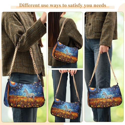 Image of Shoulder Bags for Women Animal Zebra Leopard Cheetah Tiger Print Hobo Tote Handbag Small Clutch Purse with Zipper Closure