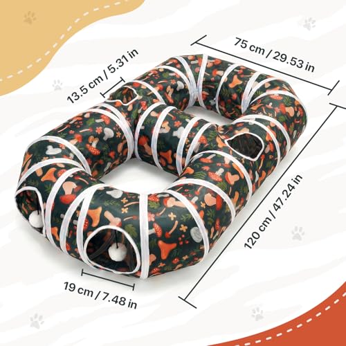 Image of Cat Tunnel for Indoor Entertainment, Tear-Resistant Cat Play Tube with Play Ball, Collapsible Pet Tube with Interactive Peephole, Ideal for Outdoor Exercise for Kittens Puppies Rabbits (8-Shaped)