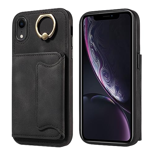 Moda telefono Custodia a portafoglio pelle compatibile con iPhone XR custodia protettiva con porta carte anello di rotazione a 360° supporto PU doppia chiusura magnetica anti
