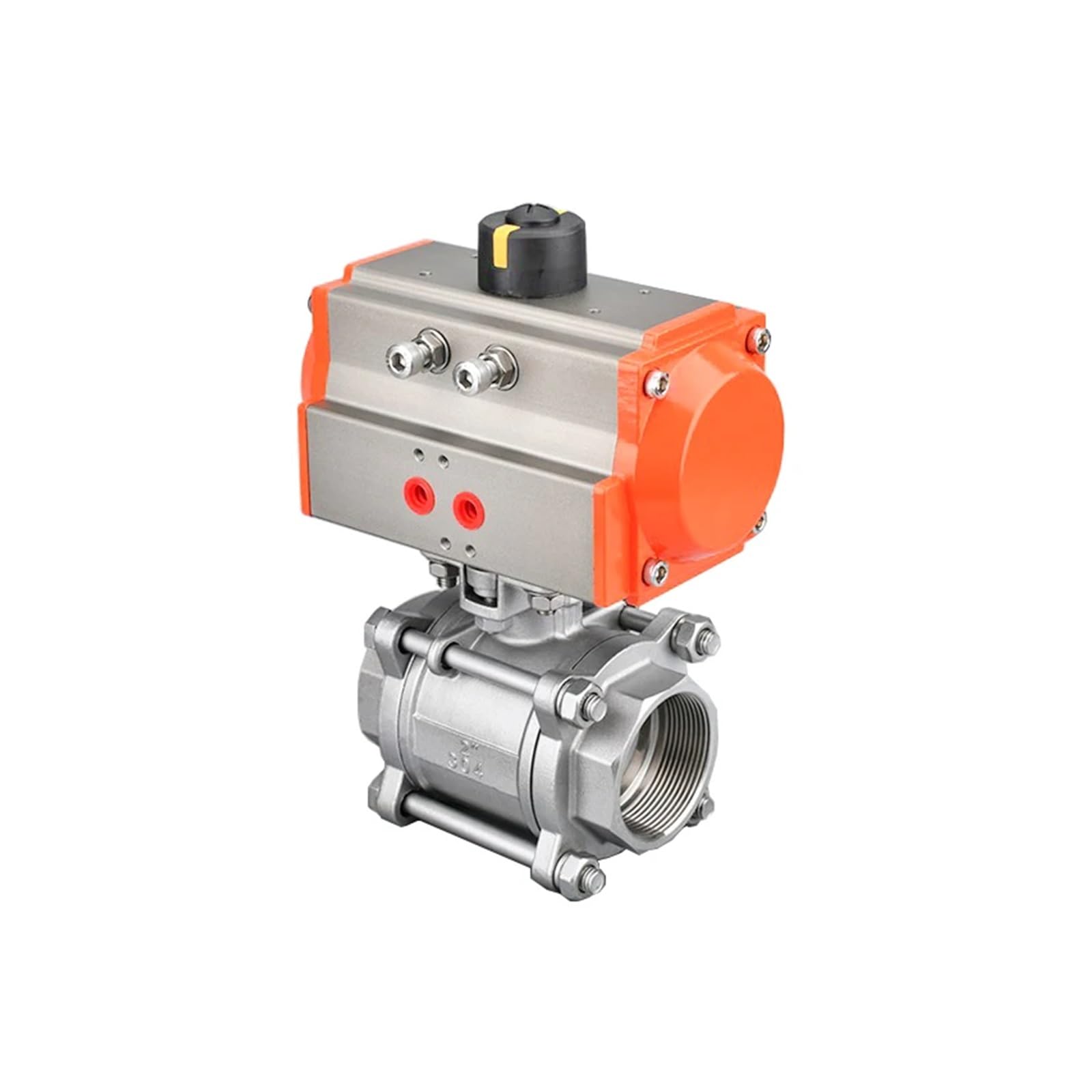 DN50 High Platform Pneumatic Ball Valve Three Piece 304 Stainless Steel Double Acting Cylinder High Temperature Resistant