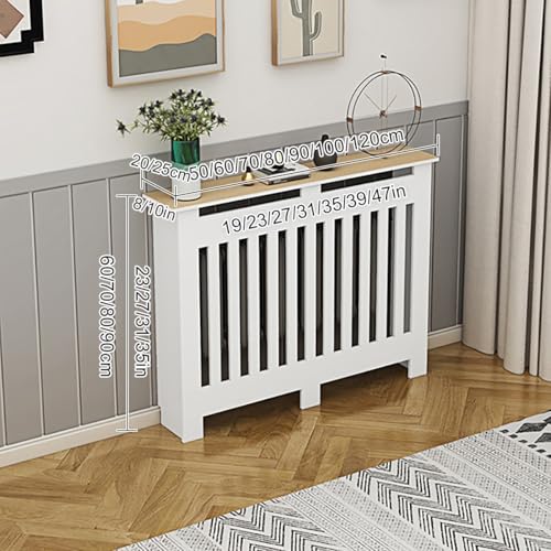 Cache-radiateur moderne à grilles persiennes et étagère de radiateur - 2