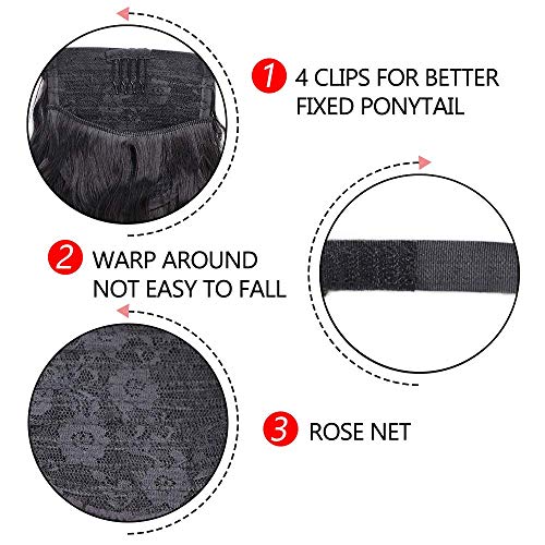 Stamped Glorious XD2011 Long Corn Wave Ponytail Extension Magic Paste Heat Resistant Wavy Synthetic Wrap Around Ponytail Black Hairpiece thumb #6