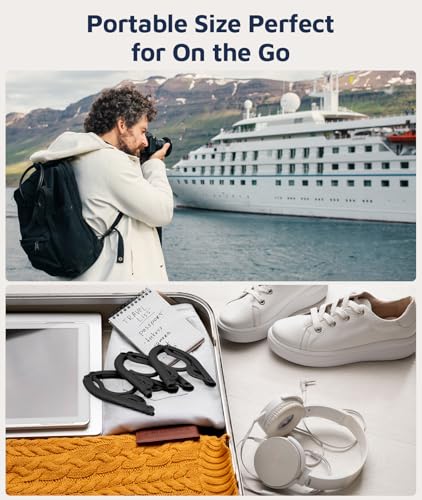 10 Pcs Travel Hangers, Cruise Ship Essentials Travel Essentials, Portable Cruises Must Haves 2026, Folding Hangers for Suitcase, RV Camping Airplane Europe Vacation Essential, Black - Image 7