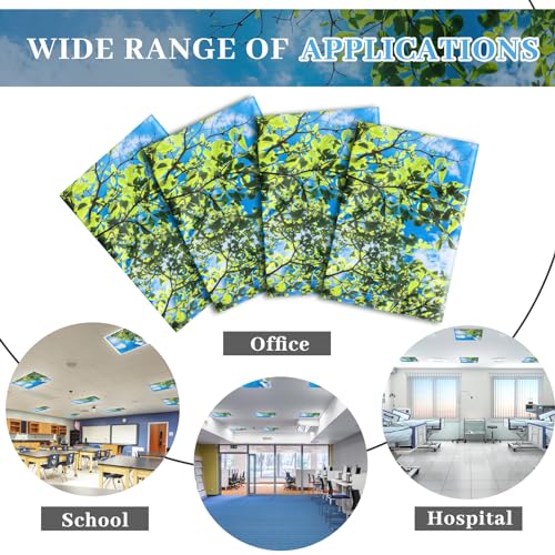 Image of VIHOSE 4 Pcs 2 x 2 Feet Fluorescent Light Covers for Ceiling Lights Classroom Magnetic Light Filters for Reducing Harsh Glare Flicker for Office Classroom Home Drop Ceiling(Sky Leaves)