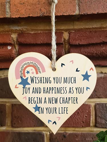 The Plum Penguin Handmade Wooden Hanging Heart Plaque Gift Joy and Happiness New Chapter Leaving Retirement Present Colleague Friend Card Alternative - Image 3