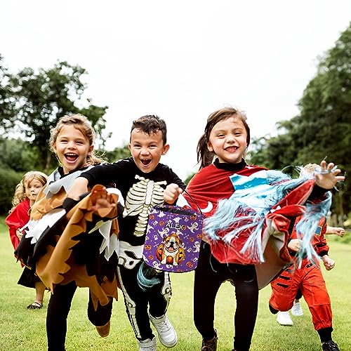 KafePross Personalized Halloween Trick or Treat Bag Pembroke Welsh Corgi Dog Smiling Puppy Pumkin Ghost Decor Basket Candy Gifts Bucket for Kids 9 x 9.8 Inch Purple