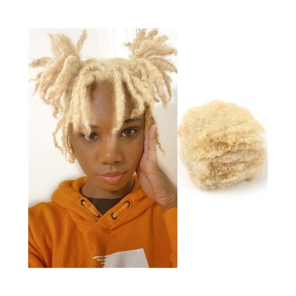Splatanie włosów Afro Kinkys Ludzkie Włosy Ludzkie Do Dredów Przedłużanie Naprawa Locs Braiding Twist #613 Blond Kolor Kobieta(8inches)