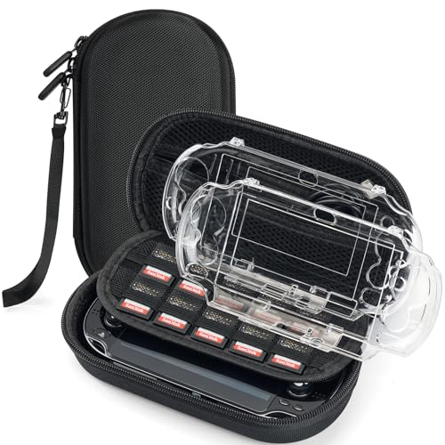 Jekarsy 3-in-1 PS Vita Case Bundle: EVA Protective Carrying PSP Case with Two Transparent Crystal Cases for PS Vita 1000/2000, Ideal for Travel & Storage, Console & Other Accessories Not Included