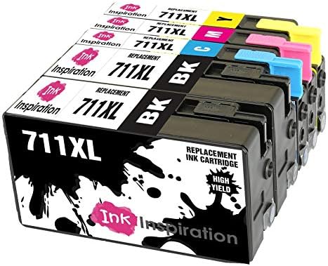 Ink Inspiration® Replacement for HP 711 711XL Ink Cartridges 5-Pack, Use with HP DesignJet T120 T520, Black/Cyan/Magenta/Yellow