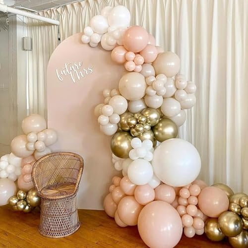 Image of Blush Gold Beige Neutral Balloons 50pcs 12 inch Blush Champagne Gold Latex Balloons Sand White Nude Apricot Helium Balloons for Birthday Party Decoration Wedding Baby Shower Bride DIY Supplies