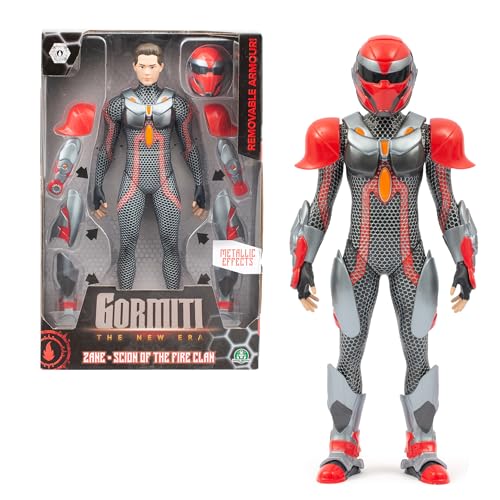 Gormiti Articulated Figure 27 cm Scion with Armor, Fire Model - Zane, Transformable Action Figure with Removable Helmet and Metallic Effect Armor, for Children from 4 Years Old, Collectible Hero