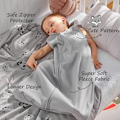 Daysu Micro Fleece Baby Sleep Sack, Baby Sleeping Bag Sleeveless With Two-Way Zipper, Sleep Sack For Baby Unisex 18-24 Months, 1 Pack, Light Grey Fox #TOP3