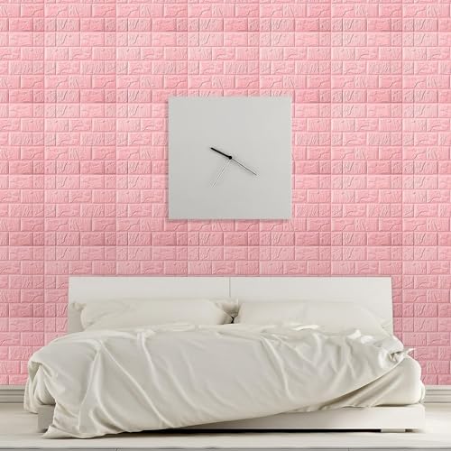 Image of TEKCOOL Self-Adhesive Waterproof PE Foam 3D Wall Panels Wallpaper Sticker for Bathroom, Living Room, and Home Decoration (70 x 77cm, Appx. 5.8Sq Feet)-20 Piece'