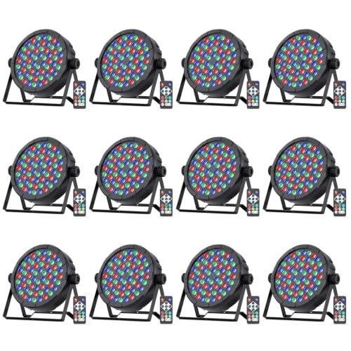 Image of RGB Stage Par Lights 60 LED Uplights, Remote 7CH DMX512 Auto Sound Activated Uplighting Indoor, DJ Lights for Parties Event Wedding Club Church Band Stage Lighting(12 Pack)