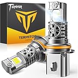Termitor Upgraded 9007/HB5 Bulbs, 55,000LM Ultra Bright High/Low Beam, 6500K Cool White IP68 Waterproof, 9007 Fog Light 1:1 Mini Size with Cooling Fan, 70000+ Hours Lifespan, Plug and Play, Pack of 2