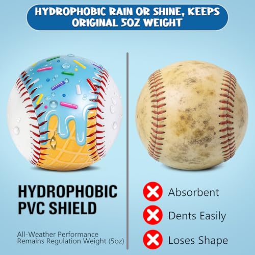 AKAIXI Baseballs PVC 9in Practice Baseball for Training Hitting Lifestyle Decor Ideal Personalized Inspired Gifts for Players Coaches Moms (Pink Blue Drip, Baseball Set (6 Piece)) — view 4