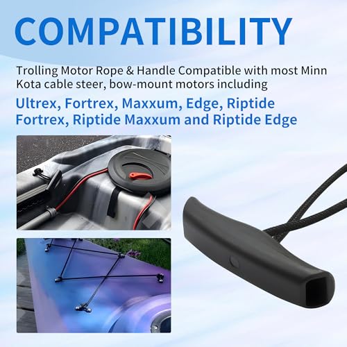 Image of 2Pcs MKA-45 Trolling Motor Rope & Handle, Lift and Release Rope for Maxxum and Edge Bow-Mount Trolling Motors -Compatible with Minn Kota Trolling Motor Parts,Sports & Outdoors