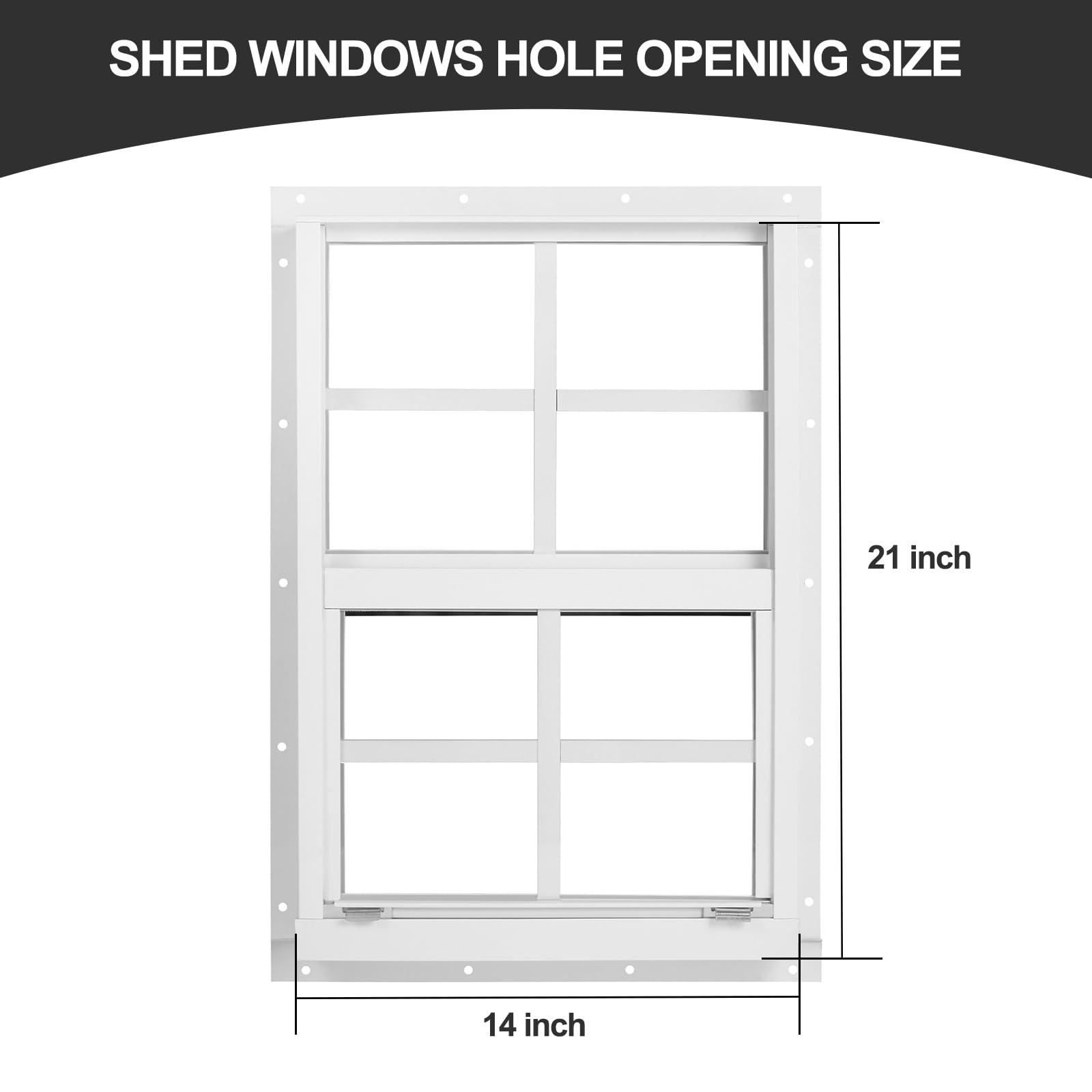 Paquete de 2 ventanas de cobertizo de 14 pulgadas de ancho x 21 pulgadas de alto, ventana blanca con vidrio templado y pantalla de fibra de vidrio, ventanas correderas con deslizador vertical y