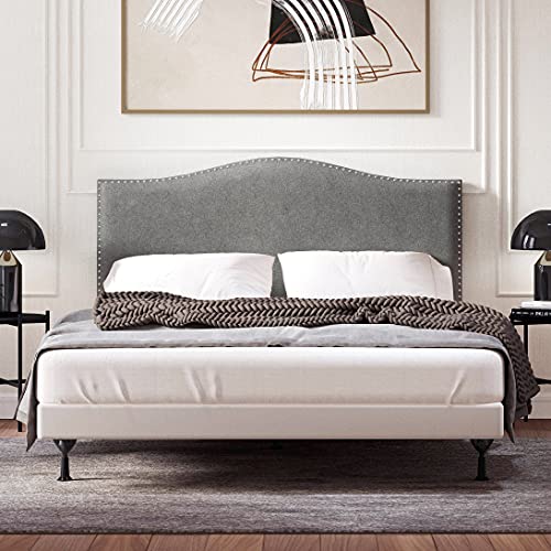 Glenwillow Home E1340072 Kameli Nailhead-Trim Camelback Upholstered Headboard cover