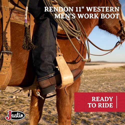 Justin Rendon 11" Western Boot - Men's Round Toe, Cowhide, Removable Orthotic Insole, Slip-Resistant Rubber Outsole2