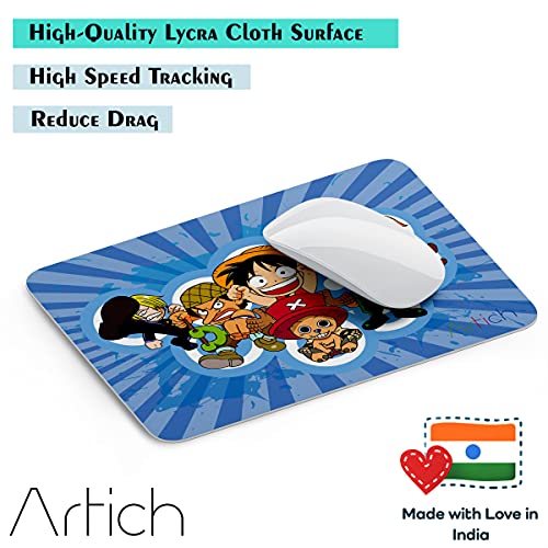 Image of Artich Anime Computer Stylish Laptop Rectangle Gaming Mouse Pad with Super Soft Non-Slip Rubber Base and Lycra Cloth Surface for Silky Touch | (Chibi Strawhats)
